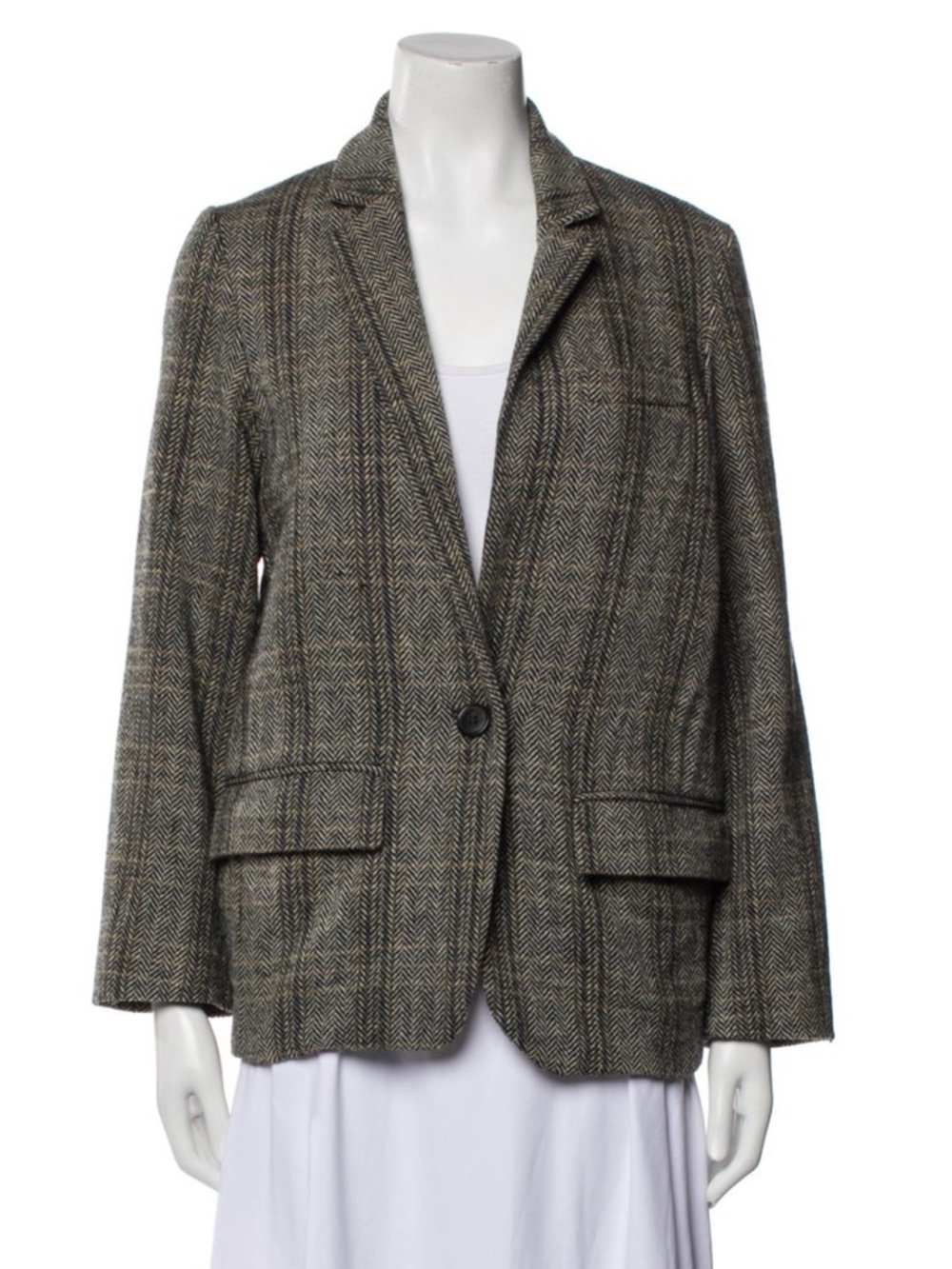 Etoile Isabel Marant Wool Plaid Print Coat